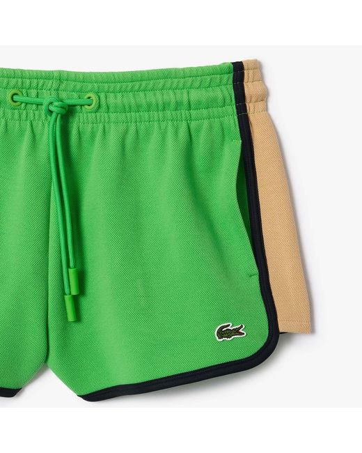 Lacoste Green Contrast Panel Piqué Shorts