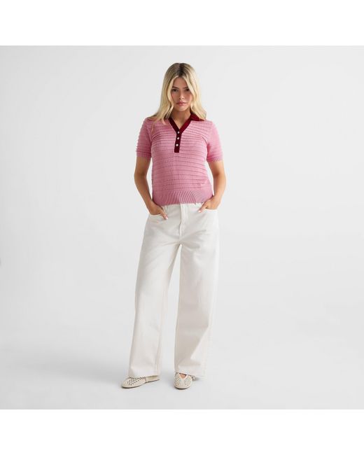 Varley Pink Short Sleeve Polo Shirt