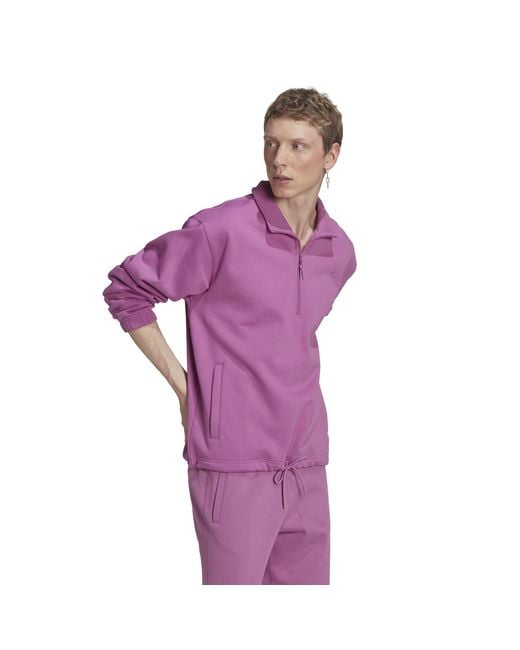 Adidas Originals Purple Adicolor Contempo Half-Zip Crew Sweatshirt for men
