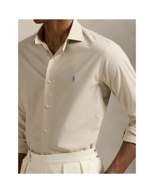 Polo Ralph Lauren White Poplin Check Long-Sleeve Patterned Shirt for men