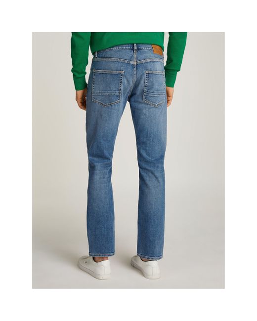 Tommy Hilfiger Blue Denton Whiskered Straight Leg Jeans for men
