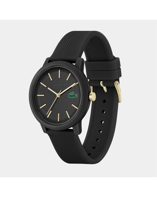 Lacoste Black 12.12 Silicone Strap Watch for men