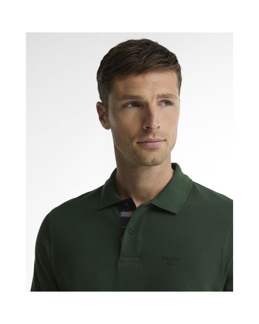 Barbour Green Essentials Long Sleeve Polo Shirt for men