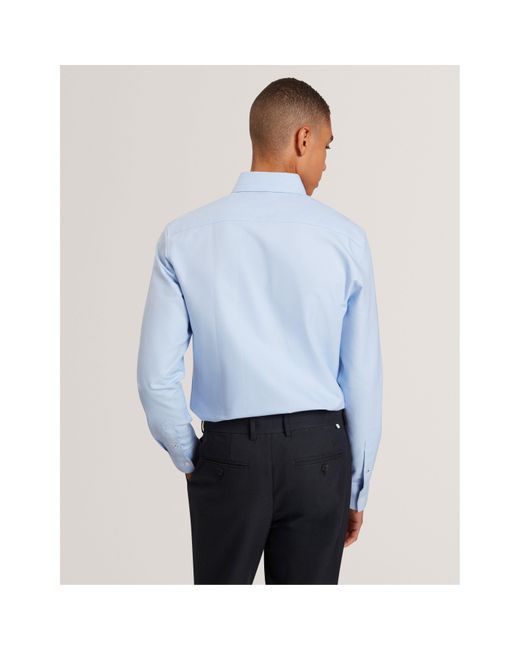Ted Baker Blue Long-Sleeve Oxford Plain Shirt for men