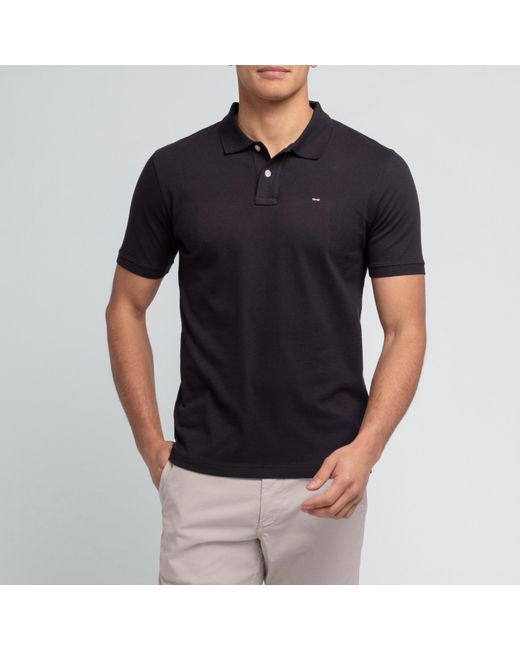 Eden Park Black Stretch Pima Cotton Polo for men