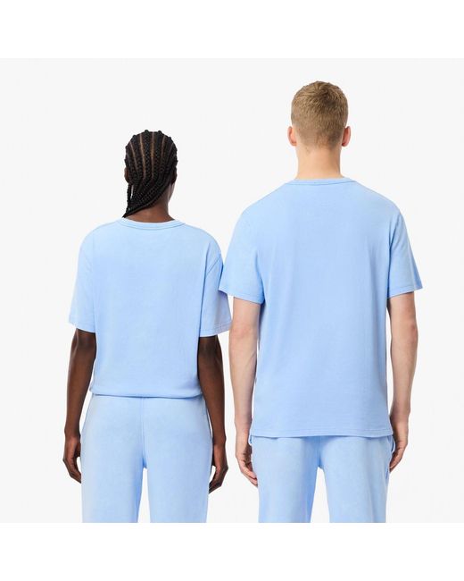 Lacoste Blue Washed Effect Heavy Cotton T-Shirt for men
