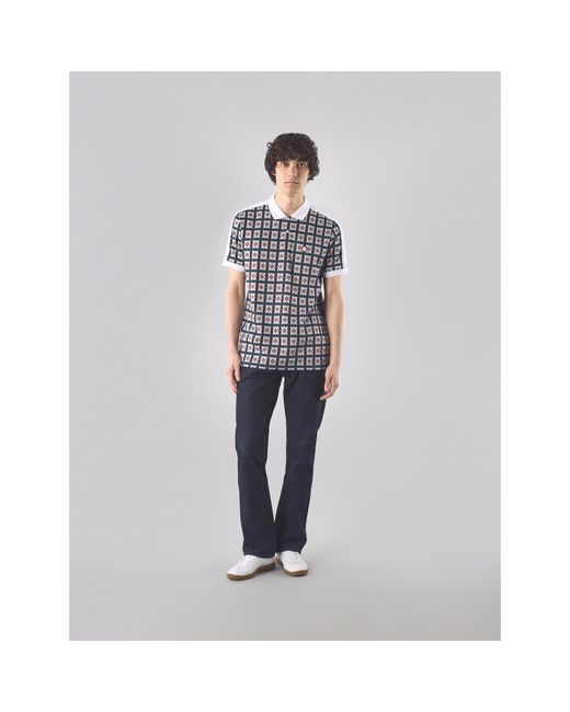 Pretty Green Blue Pg Timperley Geo Short-Sleeve Polo Shirt for men