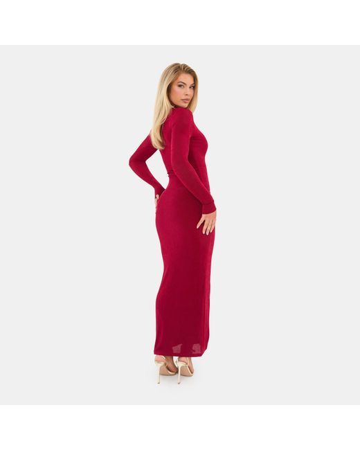 I Saw It First Red Long Sleeve Button Maxi Dress