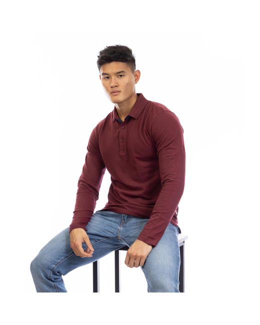 Peter Werth Red Glasby Long Sleeve Polo Shirt for men