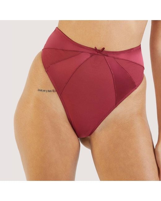 Playful Promises Red Etta Mesh & Satin High Waist Thong