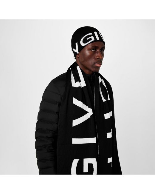 Givenchy Black Logo Knit Beanie for men