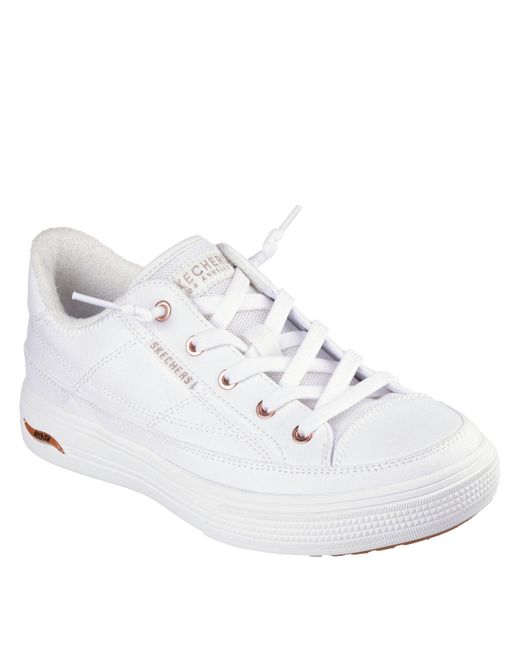 Skechers White Arch Fit Arcade-Meet Ya There Canvas Trainers