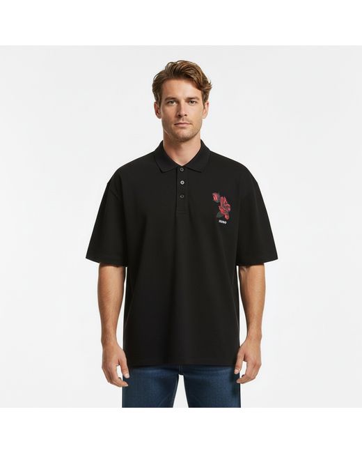 HUGO Black Dardigo Short Sleeve Polo Shirt With Artwork Detail for men