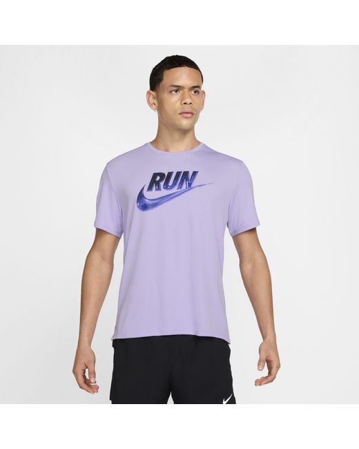 Nike Purple Short Sleeve Performance Running Top for men
