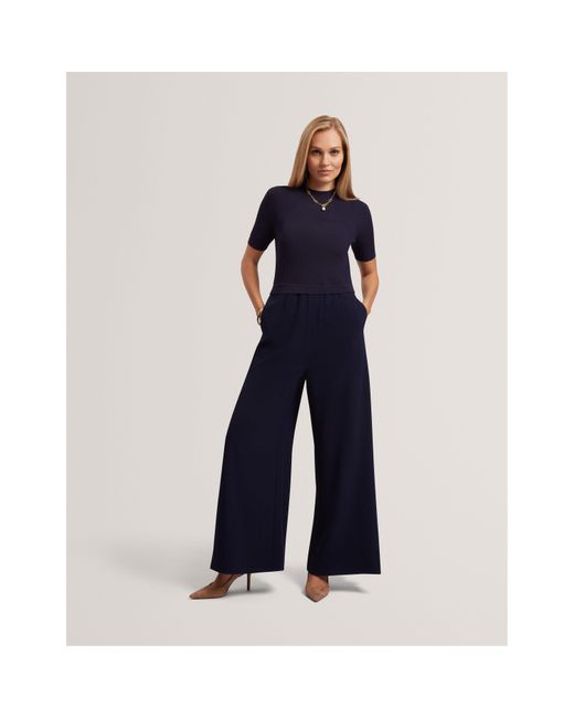 Ted Baker Blue Knit Top Jumpsuit