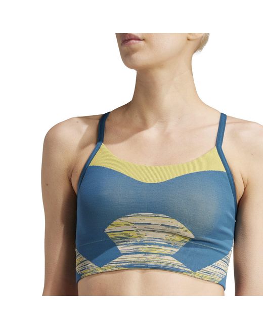 Adidas Blue By Stella Mccartney Truestrength Yoga Seamless Medium Support Sports Bra
