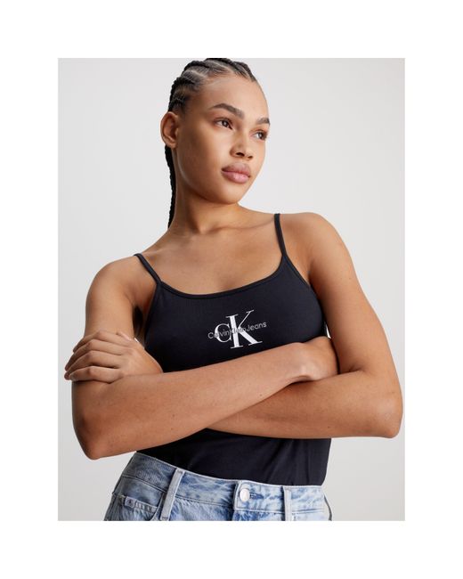 Calvin Klein Blue Monologo Strappy Tank Top