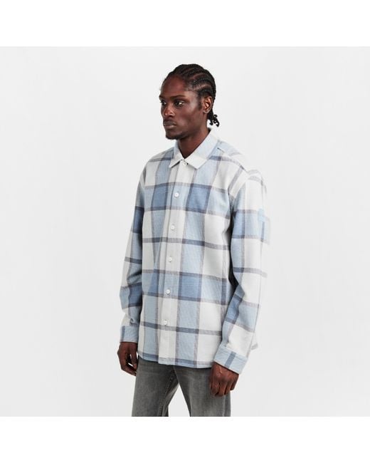 Boss Blue Checked Soft Flannel Overshirt (Locky) for men