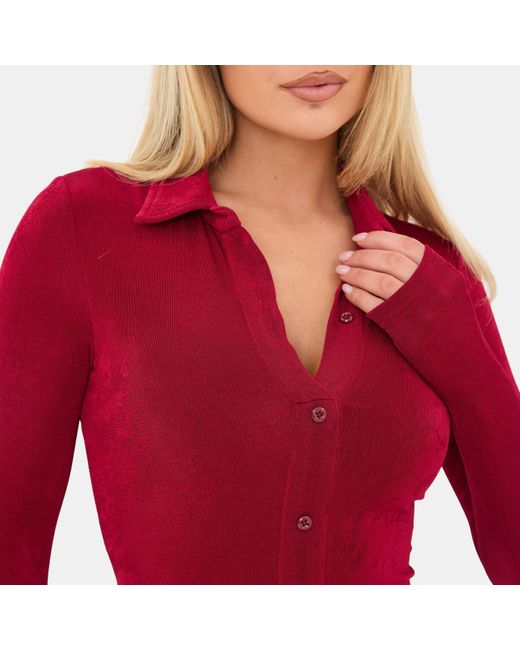 I Saw It First Red Long Sleeve Button Maxi Dress