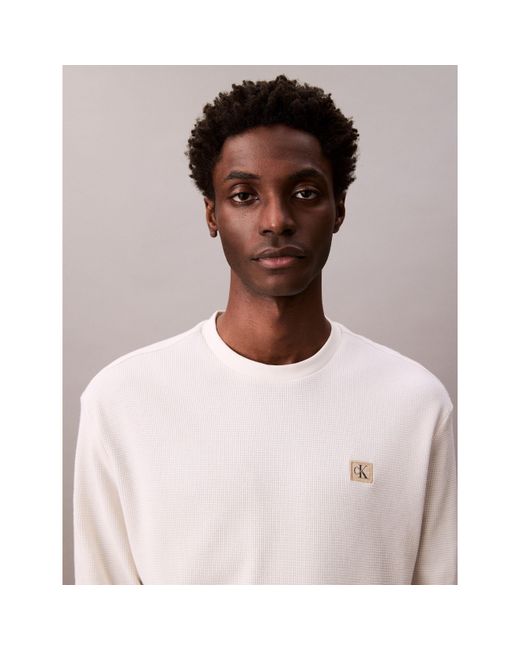 Calvin Klein White Ckj Waffle Long-Sleeve T-Shirt for men