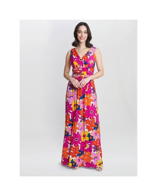 Gina Bacconi Red Jaime Maxi Jersey Dress