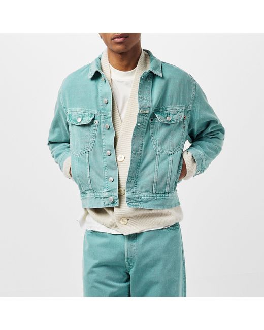 Replay Blue Structured Denim Button-Through Jacket for men
