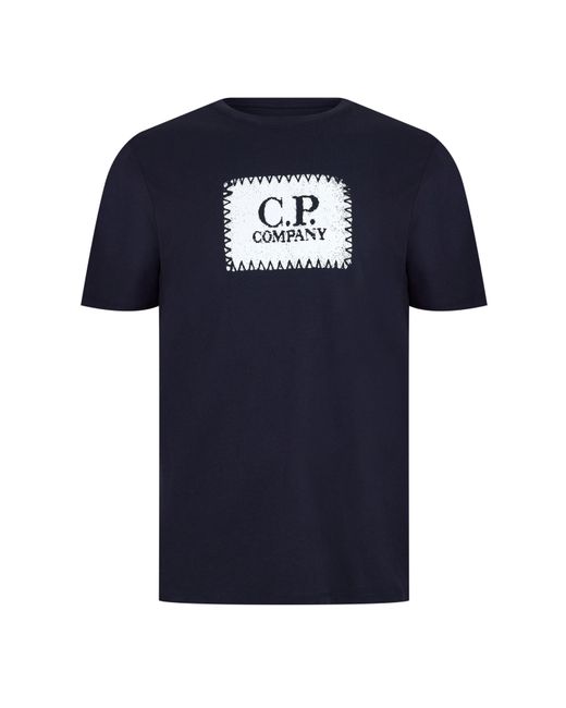 C P Company Blue Block Logo Regular Fit T-Shirt for men