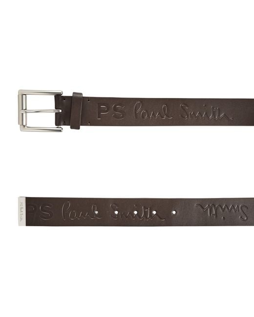 Paul Smith Brown Embossed Leather Belt for men