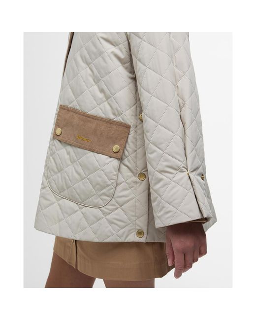 Barbour Gray Corinne Corduroy Trim Long Sleeve Quilted Jacket