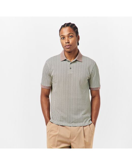 ARMANI EXCHANGE Gray Ax All Over Print Short Sleeve Polo Shirt for men