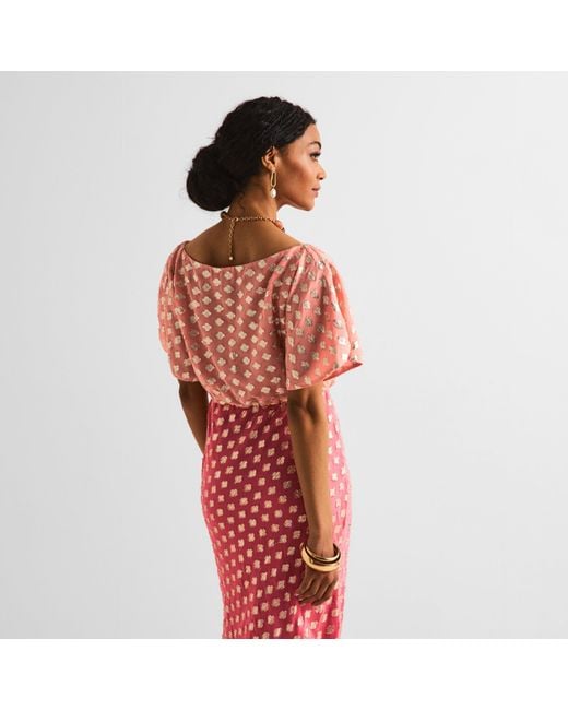 Never Fully Dressed Red Tilly Jacquard Maxi Dress