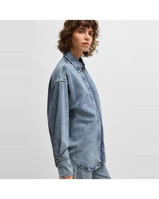 Boss Blue Long Sleeve Denim Shirt