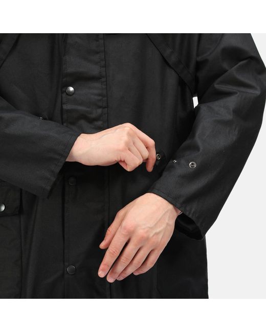 Regatta Black Cranbrook Wax Cotton Riding Quilted Jacket for men