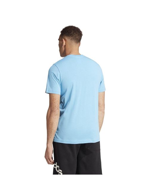 Adidas Blue Essentials Single Jersey Logo T-Shirt for men