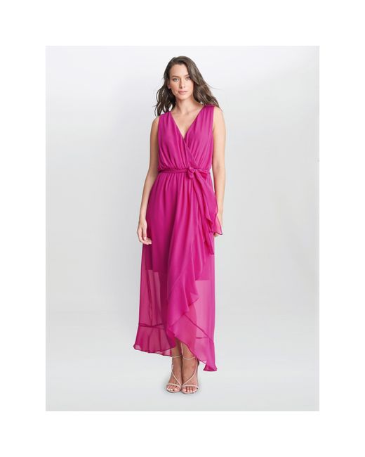Gina Bacconi Pink Imogen Sleevless Wrap Dress