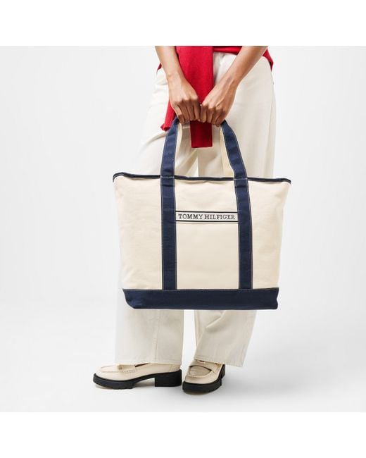 Tommy Hilfiger Blue Summer Canvas Tote Bag