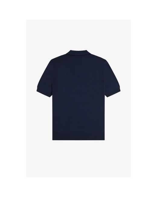 Fred Perry Blue Vertical Stripe Zipped Short-Sleeve Polo Shirt for men
