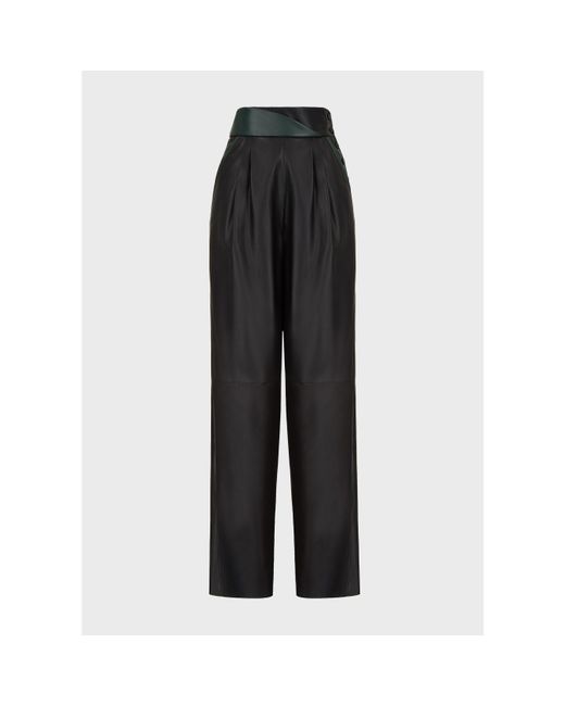 Emporio Armani Black High-Waisted Wide Leg Trousers