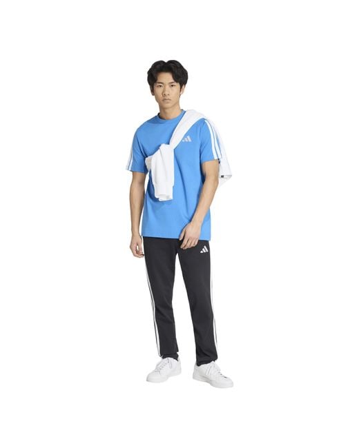 Adidas Blue Essentials 3-Stripes T-Shirt for men
