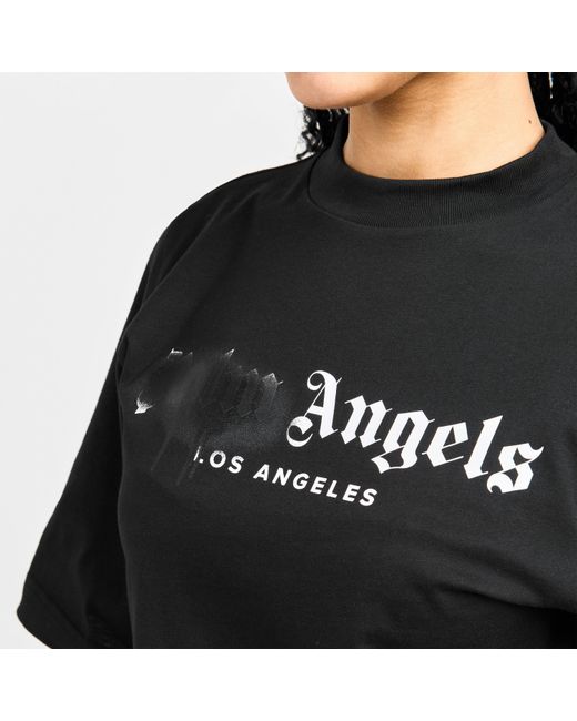Palm Angels Black Spray T Cropped Crop Top
