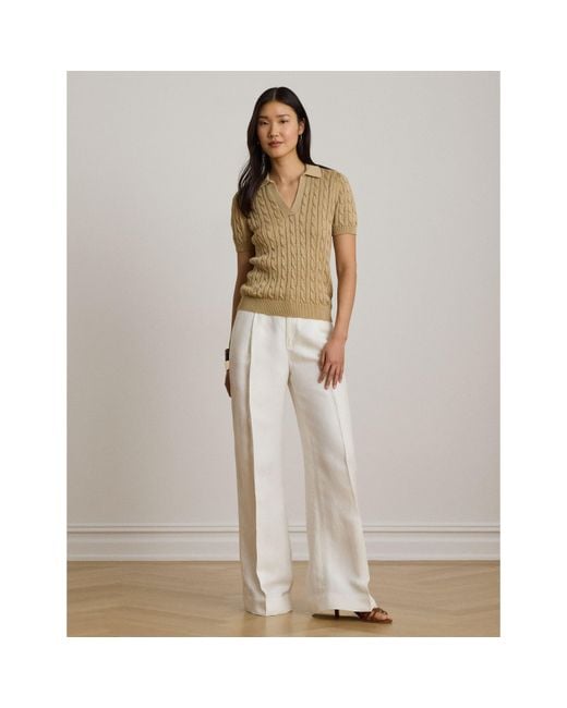 Ralph Lauren Natural Knitted Short Sleeve Polo Shirt