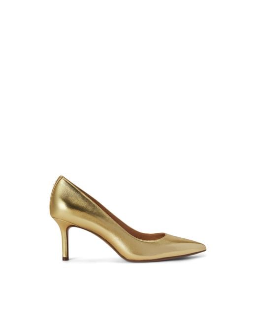 Ralph Lauren Metallic Lanette 3 Inch Mesh Leather Slide Sandals