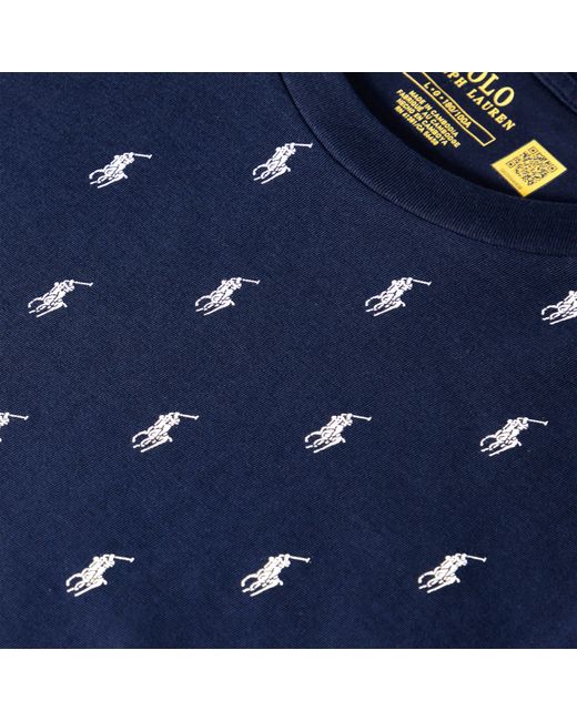 Polo Ralph Lauren Blue All Over Pony Cotton Short Sleeve T-Shirt for men