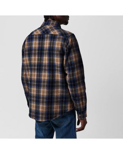 Woolrich Blue Alaskan Melton Italian Wool Overshirt for men