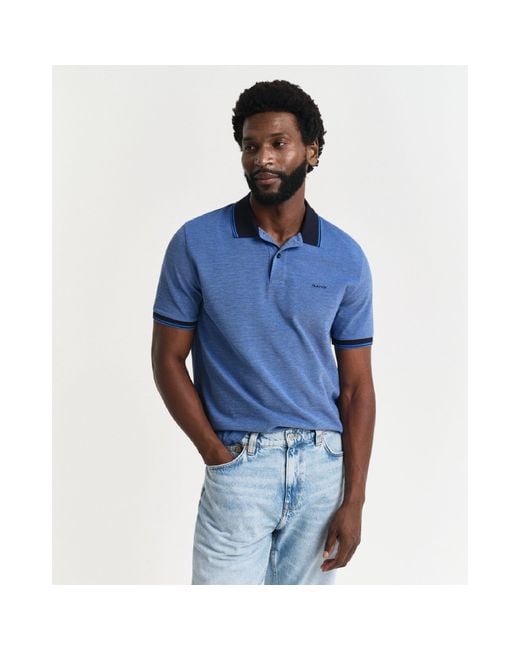 Gant Blue 4-Colour Oxford Piqué Polo Shirt for men