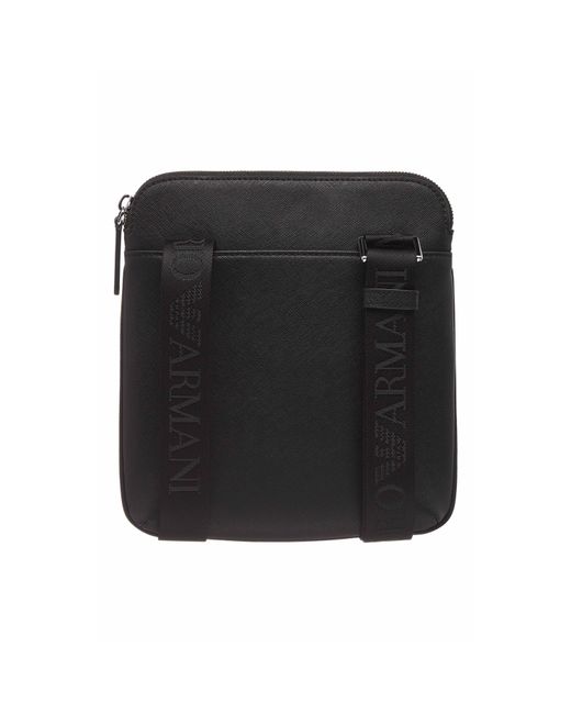 Emporio Armani Gray Regenerated Saffiano Leather Flat Shoulder Bag for men