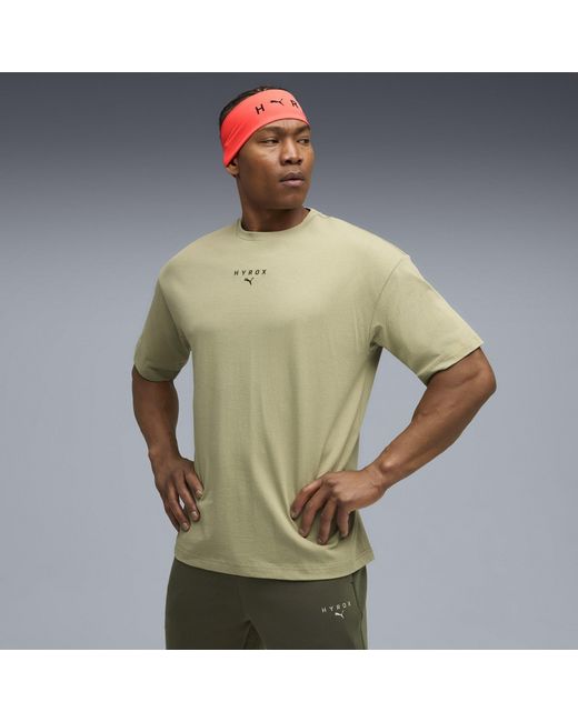 PUMA Green Hyrox Graphic Short-Sleeve Performance Gym Top for men