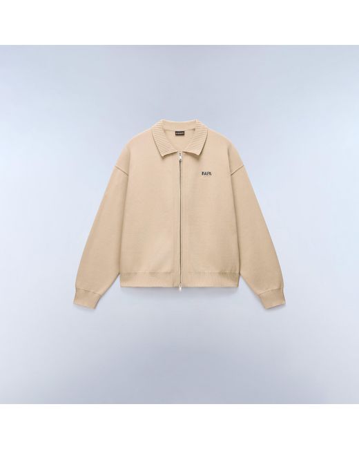 Napapijri Natural Optical Full Zip Crew Neck Jumper for men