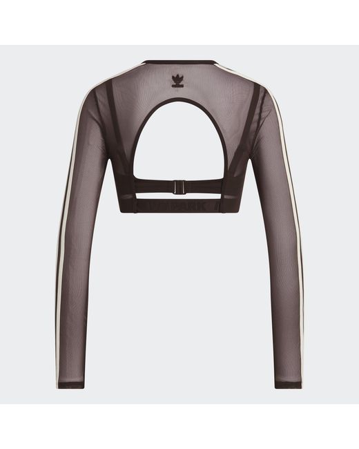 Adidas Originals Brown Long-Sleeve Crop Top