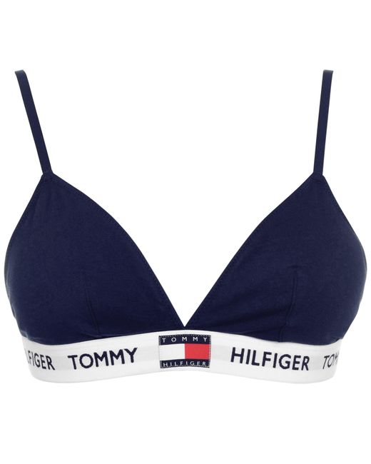 Tommy Hilfiger Blue Organic Cotton Padded Triangle Bra